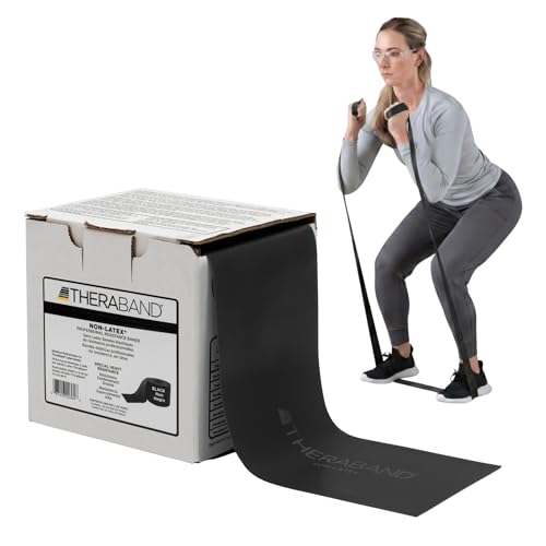 THERABAND Resistance Band 25 Yard Roll, Non-Latex Professional Elastic Stretch Bands (Black - Special Heavy)
