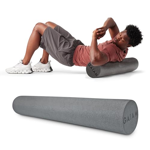 Gaiam Restore Foam Roller for Muscle Massage - Deep Tissue Muscle Massager for Sore Muscles & Stimulation - Total Body Pain Relief, Back, Neck, Foot, Calf, Leg, Arm (18 Inch and 36 Inch)