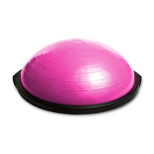 Bosu Balance Ball Exercise Trainer, Home Gym Equipment w/ Guided Workouts & Pump, 26", Blue - Inflatable Fitness Platform for Strength Training, Standing, Balancing, and Core Workout