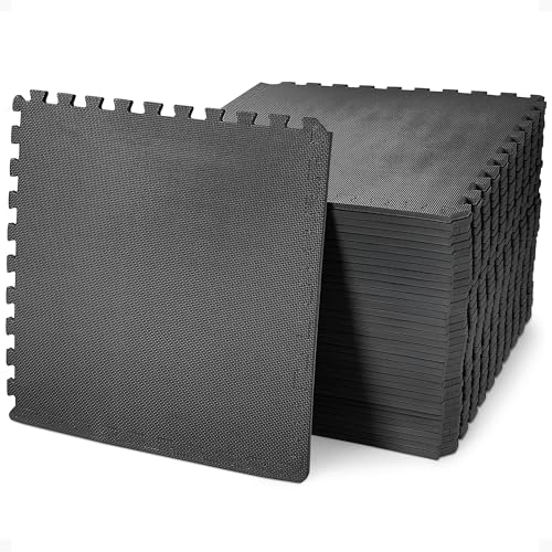 BalanceFrom 24x24 Inch EVA Interlocking Foam Exercise Tile Mat  Non-Slip Puzzle Flooring for Home Gym, Fitness Studio, or Playroom with Multiple Thickness, Coverage Sizes and Color Options