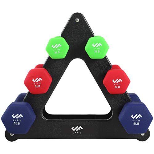 JFIT Dumbbell Pairs or Sets Neoprene & Vinyl Coated Hand Weights for Home Gym