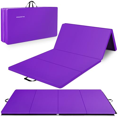 BalanceFrom 10x4 Feet 4-Panel Folding Gymnastics Mat  2-Inch Thick Pad with Vinyl Surface and Carrying Handles for Tumbling, Yoga, Pilates, Home Workouts, and Martial Arts