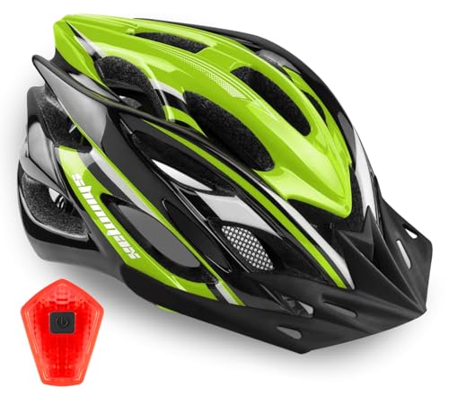 Bike Helmet Men Women, Shinmax Bicycle Helmet with Rear Light and Detachable Visor