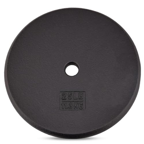 Yes4All Standard 1" Cast Iron Weight Plate - Ideal for Strength Training - Multiple Weight: 5LB to 25LB (Single & Set of 4)