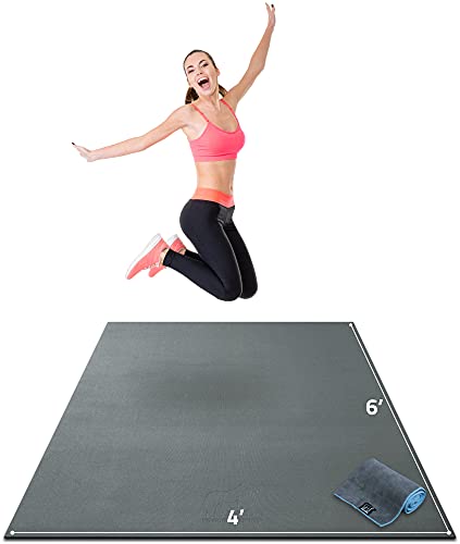 Gorilla Mats Premium Large Exercise Mat  6' x 4' x 1/4" Ultra Durable, Non-Slip, Workout Mat for Instant Home Gym Flooring  Works Great on Any Floor Type or Carpet  Use With or Without Shoes