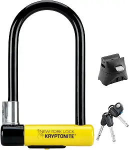 Kryptonite New York Standard Bike U-Lock, Heavy Duty Anti-Theft Bicycle U Lock Sold Secure Gold, 16mm Shackle with Mounting Bracket and Keys, Ultimate Security Lock for Bicycles E-Bikes Scooters