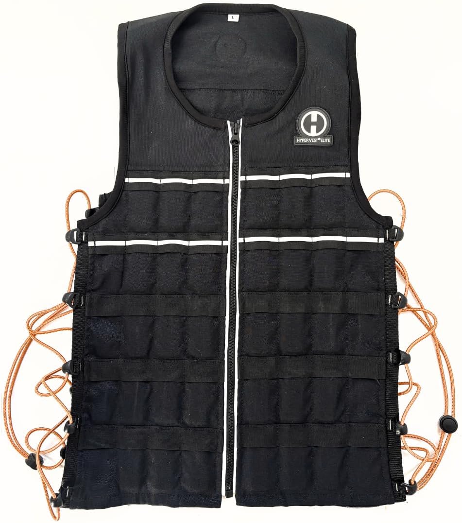 Hyperwear Hyper Vest ELITE Fully Adjustable Weight Vest - Stretch CORDURA Fabric Zipper Thin Steel Weights - Weighted Vests for Running, Strength, Endurance, Walking - Sizes S, M, L, XL