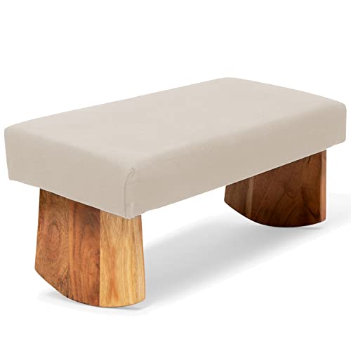 Waterglider International Meditation Bench (NAT. White), Seiza, Sustainable Acacia Wood with Curved Bottom Edges for The Perfect Posture, Meditation Stool, Prayer Bench, Meditation Chair, Yoga Stool
