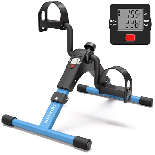 MOMODA Under Desk Pedal Exerciser Mini Bike for Leg/Arm - Foldable Peddler with LCD Display for Home/Office