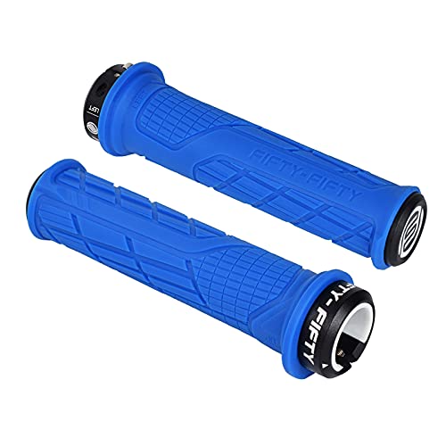 FIFTY-FIFTY Mountain Bike Handlebar Grips, Single Lock-on MTB Grips, Comfortable Bicycle Locking Grips, Non-Slip MTB Handle Grips for All Mountain, Enduro, Downhill