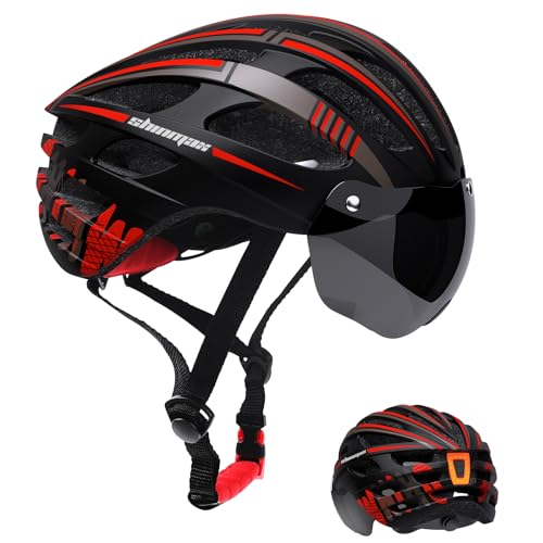 Shinmax Bike Helmet with USB Rechargeable Light & Detachable Magnetic Goggles UV Protective, Bicycle Helmet Men Women Mountain Road Adjustable Adult Cycling Helmet (WT-049)