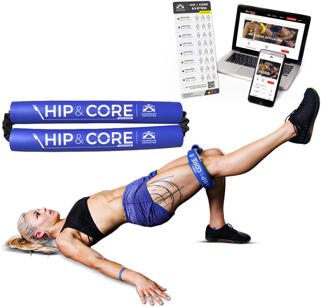 Crossover Symmetry Hip & Core System - Loop Resistance Home Workout Bands to Stretch and Strengthen Legs, Butt, HIPS, Thighs and Glutes, Includes Online Exercise & Training Guide
