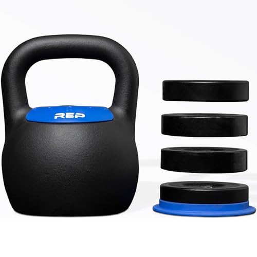 Rep Fitness Adjustable Kettlebell with Matte Powder Coating  Quickly Select From Multiple KG or LB Weight Options for HIIT and Cross-Training Workouts