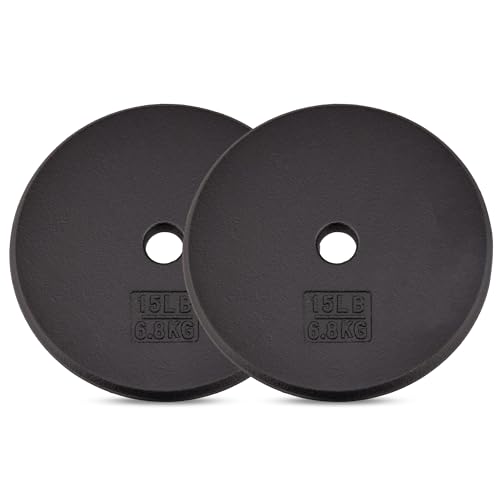 Yes4All Standard 1" Cast Iron Weight Plate - Ideal for Strength Training - Multiple Weight: 5LB to 25LB (Single & Set of 4)