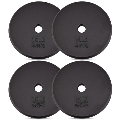 Yes4All Standard 1" Cast Iron Weight Plate - Ideal for Strength Training - Multiple Weight: 5LB to 25LB (Single & Set of 4)