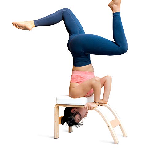 THUNDESK Yoga Inversion Bench Headstand Prop Upside Down Chair for Balance Training Core Strength Building Backbends Yoga Asana Practice Chair