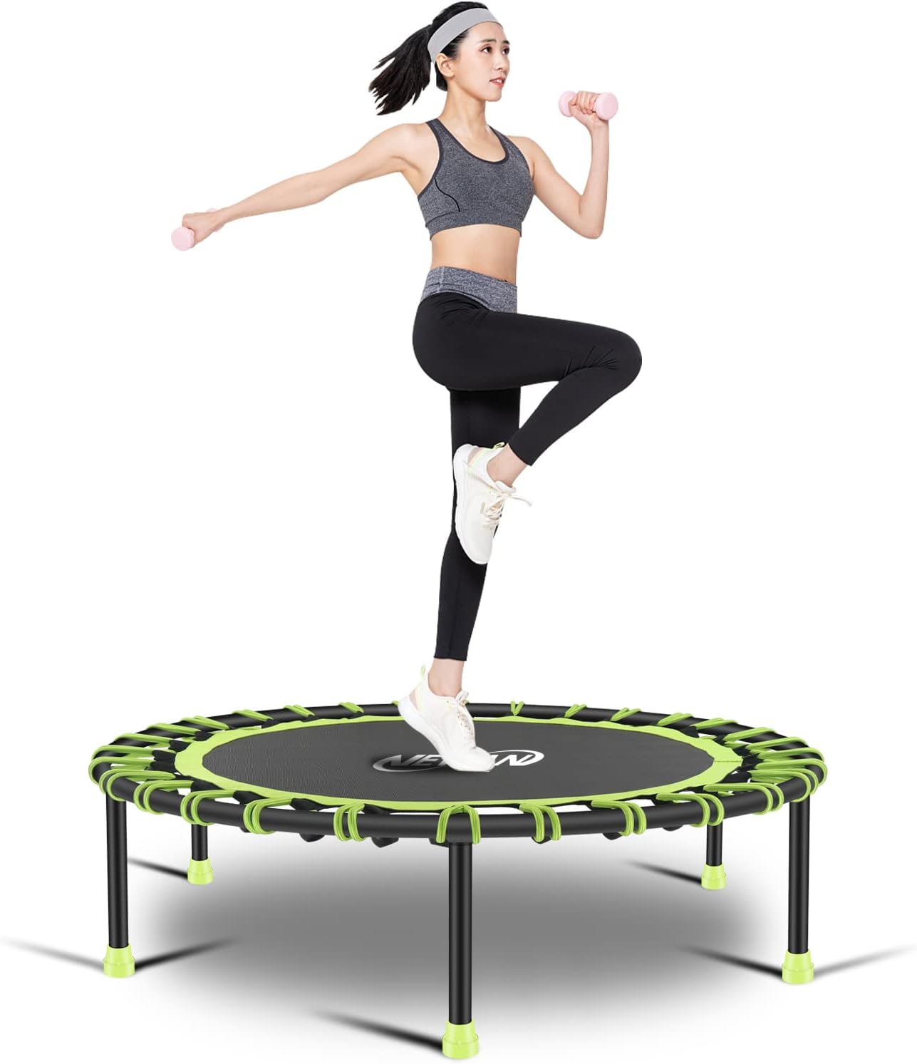 Newan 40"-48" Silent Mini Trampoline Fitness Trampoline Bungee Rebounder Jumping Cardio Trainer Workout for Adults