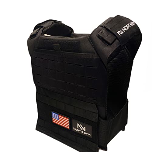 Northgym Adjustable Weighted Vest/Incl. 3D Weight Plates in 14lbs / 20lbs/ 30lbs/ 42.5lbs - Optimized Weight Distribution and with Curved Plates for Running, Functional Training and Working Out