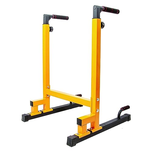 BalanceFrom Steel Frame Dip Station with Adjustable Height, 500 Pound Weight Capacity  Upper Body Workout Home Gym Equipment for Triceps, Push & Pull Ups, Leg Raises, and Bench Press