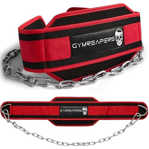Gymreapers Dip Belt With Chain For Weightlifting, Pull Ups, Dips - Heavy Duty Steel Chain For Added Weight Training