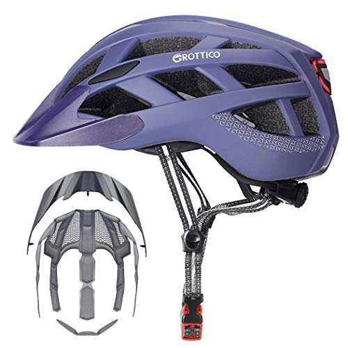 Adult-Men-Women Bike Helmet with Light - Mountain Road Bicycle Helmet with Replacement Pads & Detachable Visor