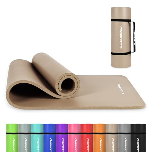 Yoga Mat Premium Non Slip Thick  Extra Comfortable Exercise Mat for Home Workouts, Pilates, Stretching & Gym  Cushioned NBR Foam, Gym Mat with Strap, for Women & Men