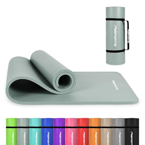 Yoga Mat Premium Non Slip Thick  Extra Comfortable Exercise Mat for Home Workouts, Pilates, Stretching & Gym  Cushioned NBR Foam, Gym Mat with Strap, for Women & Men