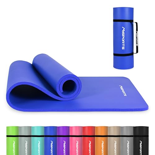 Yoga Mat Premium Non Slip Thick  Extra Comfortable Exercise Mat for Home Workouts, Pilates, Stretching & Gym  Cushioned NBR Foam, Gym Mat with Strap, for Women & Men