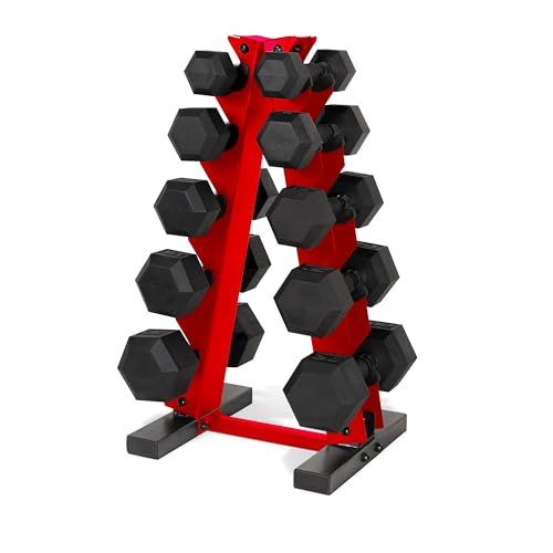 CAP Barbell 150 LB Coated Hex Dumbbell Weight Set with Vertical Rack | Multiple Options
