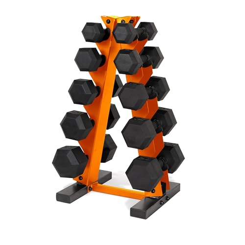CAP Barbell 150 LB Coated Hex Dumbbell Weight Set with Vertical Rack | Multiple Options