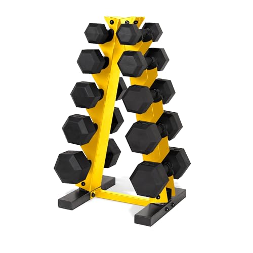 CAP Barbell 150 LB Coated Hex Dumbbell Weight Set with Vertical Rack | Multiple Options