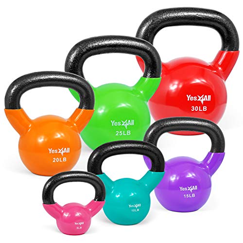 Yes4All Vinyl Coated Kettlebell Set
