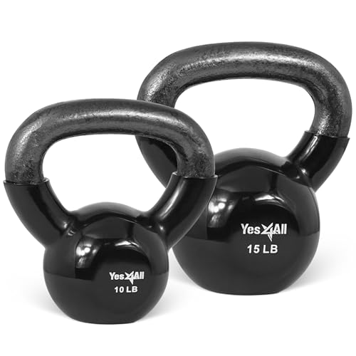 Yes4All Vinyl Coated Kettlebell Set