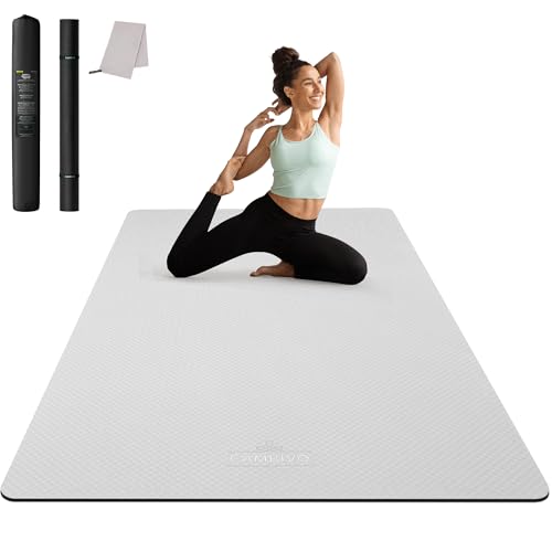 CAMBIVO Large Yoga Mat (6'x 4'), Extra Wide Workout Mat for Men and Women, Yoga Mat Thick 1/3 &1/4 Exercise Mats for Home Workout, Yoga, Pilates (Black,1/4 inch)