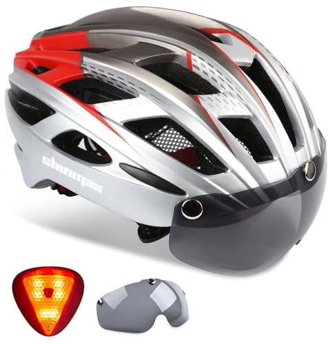 Shinmax Bike Helmet, CPSC/CPC Bike Helmet for Adult Men Women with Magnetic Goggles&Led Back Light Cycling Helmet Adjustable SM-T69
