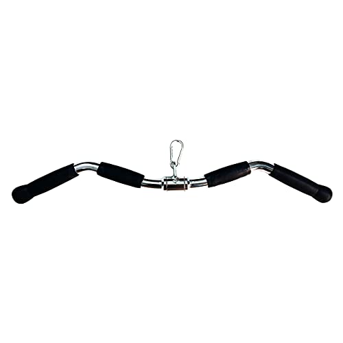 Lat Cable Machine Attachment Curl Pulldown Barbell Revolving Bar, Multi-Exerciser Cable Attachment, Solid Steel Tricep Press Down Bar with Rubber Handgrips & Revolving Hanger