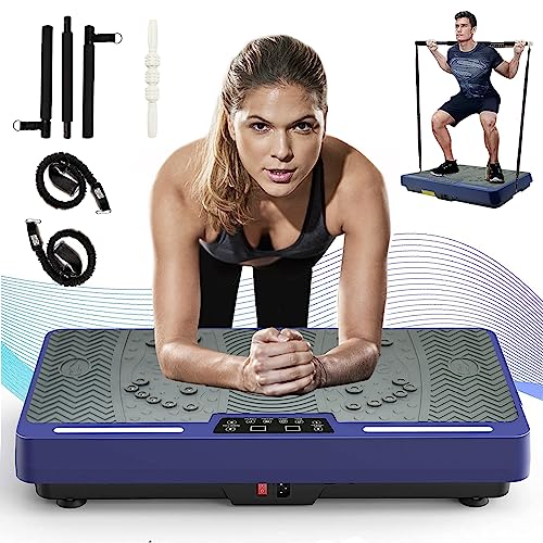 Vibration Plate Exercise Machine - Whole Body Workout Vibration Platform Lymphatic Drainage Machine for Weight Loss Home Fitness with Resistance Bands Remote