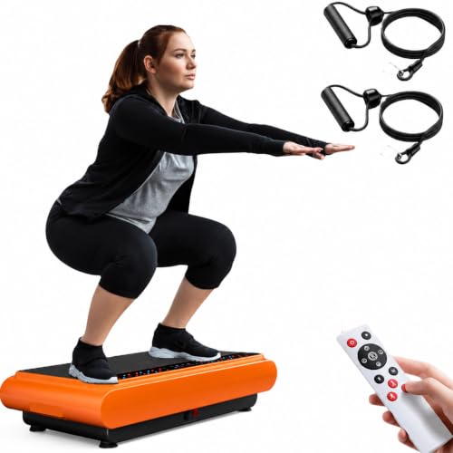 Vibration Plate Exercise Machine - Whole Body Workout Vibration Platform Lymphatic Drainage Machine for Weight Loss Home Fitness with Resistance Bands Remote
