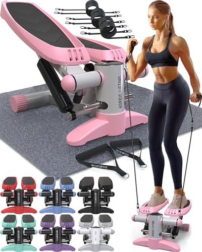 Nordic Lifting Mini Stepper Machine  Stair Climber w/Resistance Bands & LCD  Home Workout Stepper