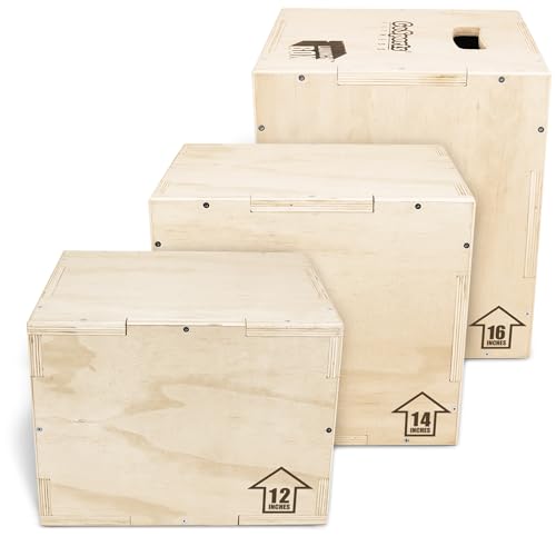 GoSports Fitness 3-in-1 Plyo Jump Box - Small, Standard, or XL - Launch Box Exercises for All Skill Levels