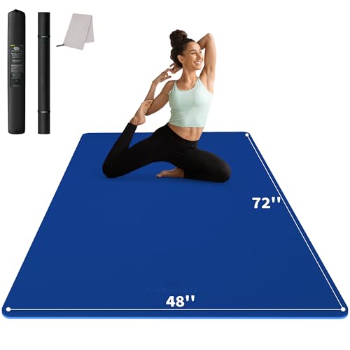 CAMBIVO Large Yoga Mat (6'x 4'), Extra Wide Workout Mat for Men and Women, Yoga Mat Thick 1/3 &1/4 Exercise Mats for Home Workout, Yoga, Pilates (Black,1/4 inch)