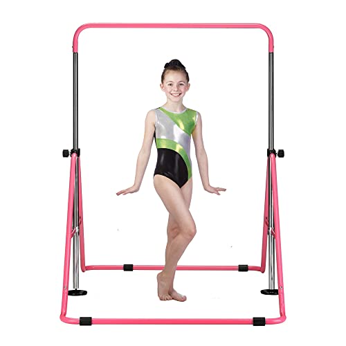 HYD-Parts Gymnastics Bar with Mat, Foldable Gymnastics Horizontal Bar Height Adjustable, Gymnastics Equipment for Kids 3-12 Ages, Children's Gifts