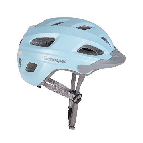 Retrospec Lennon Bike Helmet with LED Safety Light Adjustable Dial & Removable Visor