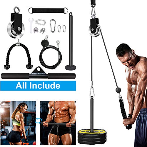SERTT LAT and Lift Pulley System Gym, Upgraded DIY Fitness Pulley Cable Machine Attachment for Triceps Pull Downs, Biceps Curl, Forearm, Shoulder - Home Gym Exercise Pulley System Equipment