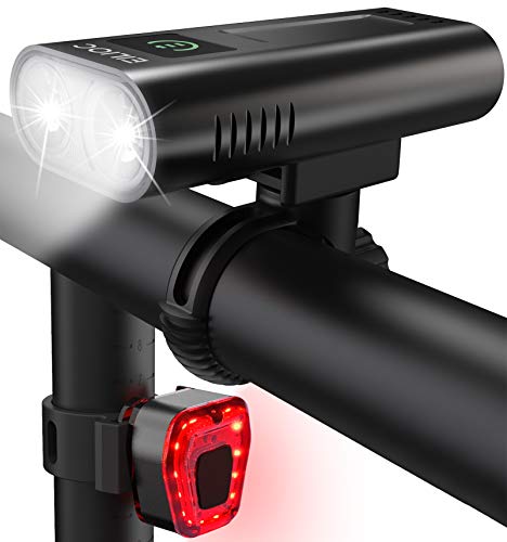 6400mAh Bike Lights for Night Riding, USB C Rechargeable Bicycle Headlight and Taillight Set, Super Bright 1200 Lumen, IPX5 Waterproof, Aluminum Alloy, 5 Modes, White, Red or Black