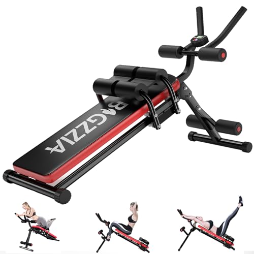Bigzzia Ab Machine, Adjustable Ab Workout Bench Core Abdomen Trainer for Stomach Workout, 5-in-1 Crunch Machine Exercise Equipment for Home Gym - Sit UP, Push UP, Leg Press, Glider, Roman Chair, 330lbs Capacity
