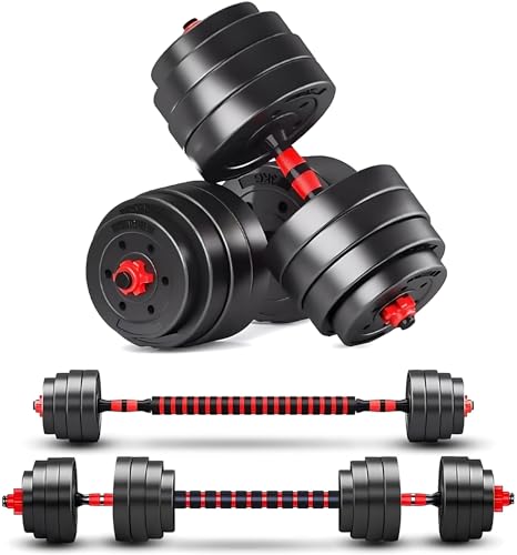 Adjustable-Dumbbells-Sets,Free Weights-Dumbbells Set of 2 Convertible To Barbell A Pair of Lightweight for Home Gym,Women and Men Equipment