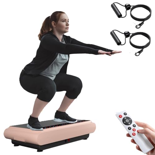 Vibration Plate Exercise Machine - Whole Body Workout Vibration Platform Lymphatic Drainage Machine for Weight Loss Home Fitness with Resistance Bands Remote