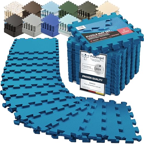 Gym Flooring Set - Interlocking EVA Soft Foam Floor Mat, 18 Pieces Puzzle Rubber Tiles Protective Ground Surface Protection, Play Workout Exercise Mats Underlay Matting Sports Pool Home Fitness Garage
