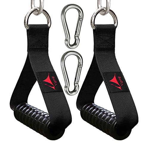 Heavy Duty Gym Exercise Handles Attachment for Cable Machine,Resistance Band,Pulley System Home Fitness Workout Equipment, with Elastic Rubber Grip and 2 Large Carabiners